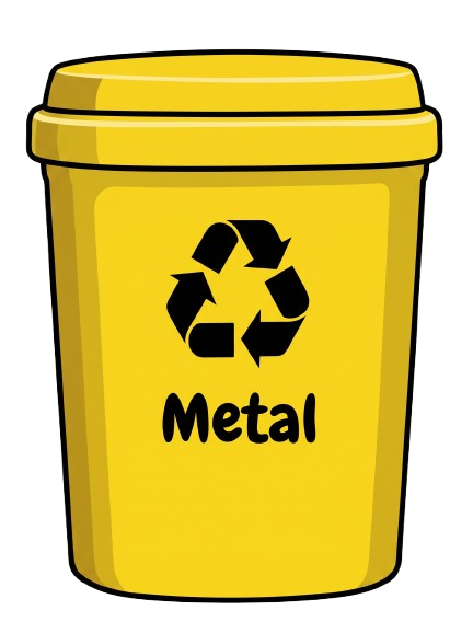 Lixeira amarela: metal